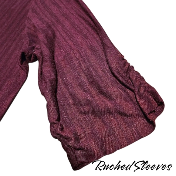 Catherines 3X Open Front Cardigan Ruched Sleeves Shadow Stripe Lightweight - Picture 5 of 10